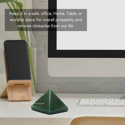 Amazing Gemstone Green Aventurine Pyramid Crystal Healing Stones - 1.5" Great Pyramid Figurine of Natural Stone Pyramid for Meditation, Reiki, Chakra Balancing and Crystal Pyramids Grid