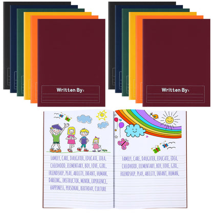 Henoyso 12 Pcs Primary Composition Notebook K-2 Primary Journal, Notebook for Kids Supplies, Bulk Blank Writing Book for Kid to Write Draw Journal 60 Page (9.8″ X 7.5″,Dark Color)