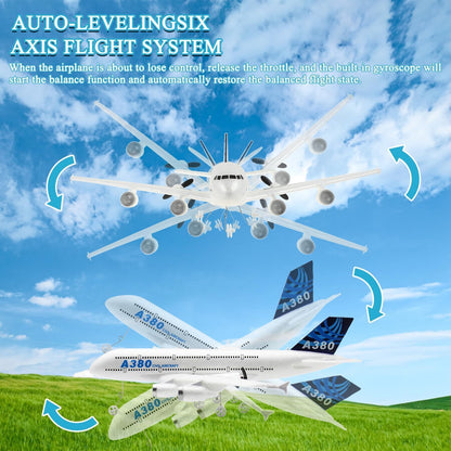 RC Plane,Remote Control Airplane Ready to Fly, 2 Channels RC Airplane Airbus A380,Remote Control Plane for Kids Children Adults Beginners