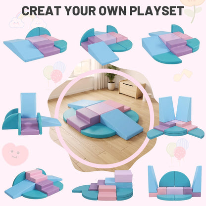 TODIBY 9-Piece Climbing Toys for Toddlers: Soft PU Leather Foam Blocks - Baby Climb and Crawl Activity Blocks - Kids Play Gym Equipment Indoor for Development(Macaroon)