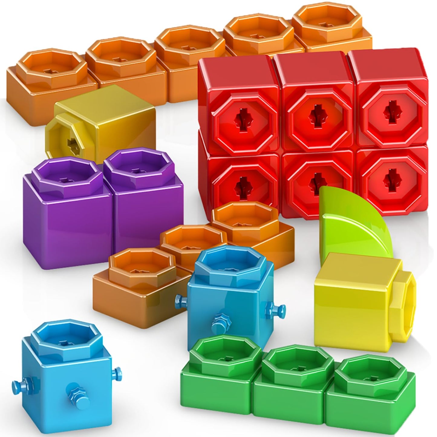 Engino Baby Qboidz, My First Steps Toy, Montessori Baby Toys Ages 1.5+, Building Blocks for Toddlers, Learning & Education Toys, Kindergarten Readiness, Large Tub