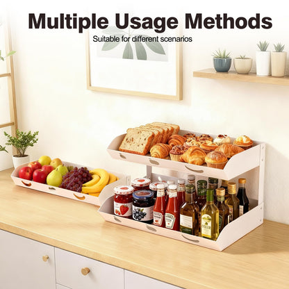 GOENDR Fruit Basket for Kitchen Counter – 3 Tier Metal Fruit Bowl with Banana Hanger, Convertible to 2 Tier, Large Capacity Countertop Organizer for Fruit Vegetables Bread Snack Produce Storage