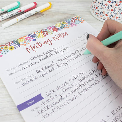 bloom daily planners 8.5" x 11" Double Sided Meeting Pad - Topics, Takeaways, Action Items & Follow-Ups - Undated Meeting Notes Agenda Organizer