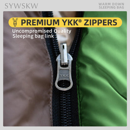 SYWSKW Ultralight Down Sleeping Bag with Pillow,15°F 32°F 46°F Sleeping Bag for Women,Men,Youth Backpacking,Hiking and Camping Outdoor with 680FP Duck Down (Green, 500g Down Filling)