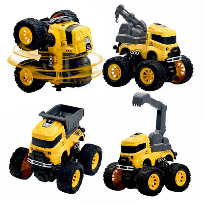 Construction Truck Toys - 4 Pack Excavator, Mixer, Crane, Dump Trucks Push and Go Friction Powered Cars Monster Trucks Vehicles Playset Kids Birthday Party Favors Gifts for 3+ Year Old Boys Girls