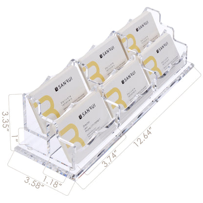SANRUI Acrylic Business Card Display Holder for Desk, Clear Multiple Desktop Business Card Stand Organizer Storage, for Exhibition, Home, Office,2 Tier 6 Pocket, 360 Card Capacity
