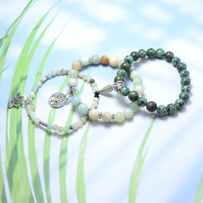UEUC Tree of Life Yoga Healing Stone Bracelets,Multilayer Lotus Chakra Stone Reiki Bracelet Sets,Anxiety Crystal Natural Stone,for Women Stress Relief