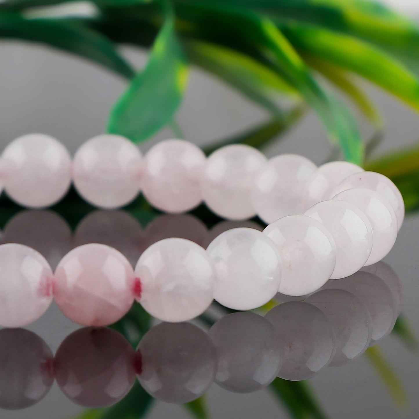 CRYSTALIS Rose-Quartz Elastic Stretch Bracelet, Natural Beads, Chakra Healing Jewelry for Men & Women, Adjustable Bracelet, Gift Giving Dainty Bracelet, 7.25 to 7.50 inch