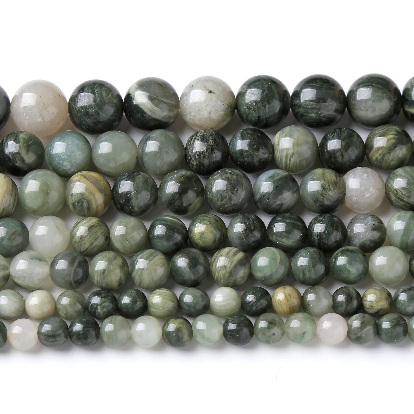 36pcs 10mm Natural Green Hair Quartz Stone Beads for Jewelry Making DIY Bracelet Necklace Accessories 15" Energy Healing Power Round Stone Beads (10mm, Green Hair Quartz)