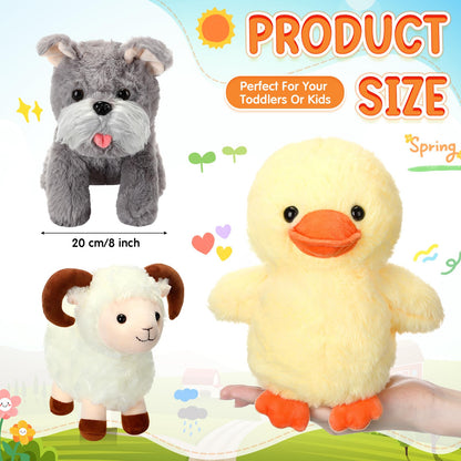 Hiboom 14 Pack Farm Stuffed Plush Animals Toys Set 8 Inch Barnyard Stuffed Animals Bulk Soft Pig Rooster Horse Duck Sheep Cow Dog Toy Gifts for Birthday Party Favor Supplies