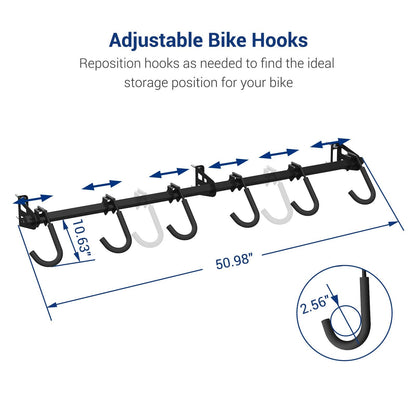 FLEXIMOUNTS 6 Bike Storage Rack, Heavy Duty Wall Mount Hanger for Home & Garage, Holds Up to 300lbs