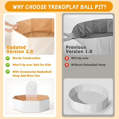 Foldable Ball Pits for Kids and Pets - Versatile Toddler Pool and Cat Ball Pit - Perfect for Girls and Boys Indoor and Outdoor Play Ball Pit - Easy to Assemble and Storage(Balls Not Include)