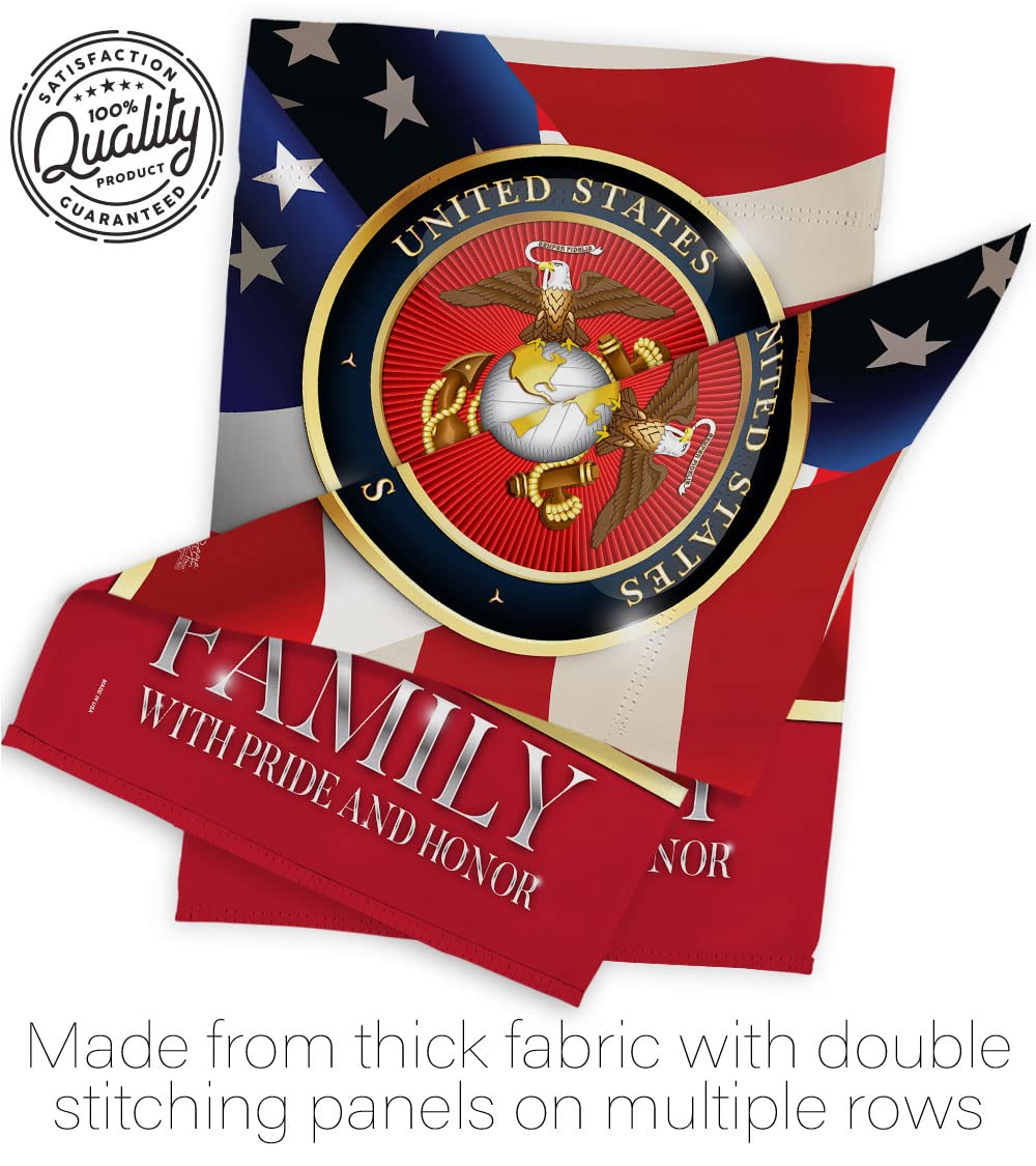 US Marine Family Honor Garden Flag - Armed Forces Corps USMC Semper Fi United State American Military Veteran Retire Official - House Banner Small Yard Gift Double-Sided Made in USA 13 X 18.5