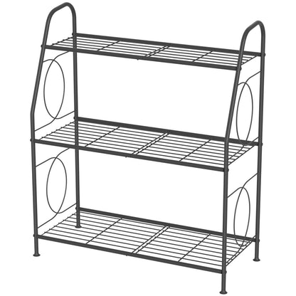 VyGrow Plant Stand, 3 Tier Plant Shelf for Indoor Outdoor, Heavy Duty Metal Outdoor Plant Stand Holder Rack for Living Room Balcony and Garden, Iron Wire, Black
