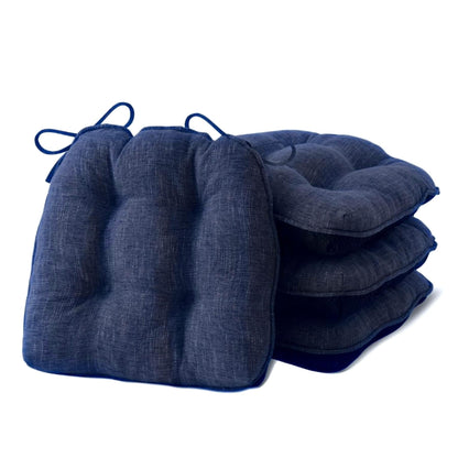 IPYNBAP Chair Cushions for Dining Chairs Set of 4, Kitchen Chair Cushions, Chair Pads with Ties and Non Slip Backing, Tufted Memory Foam Seat Cushion 4 Pack, 15.5" x 15.5" x 4", Navy Blue