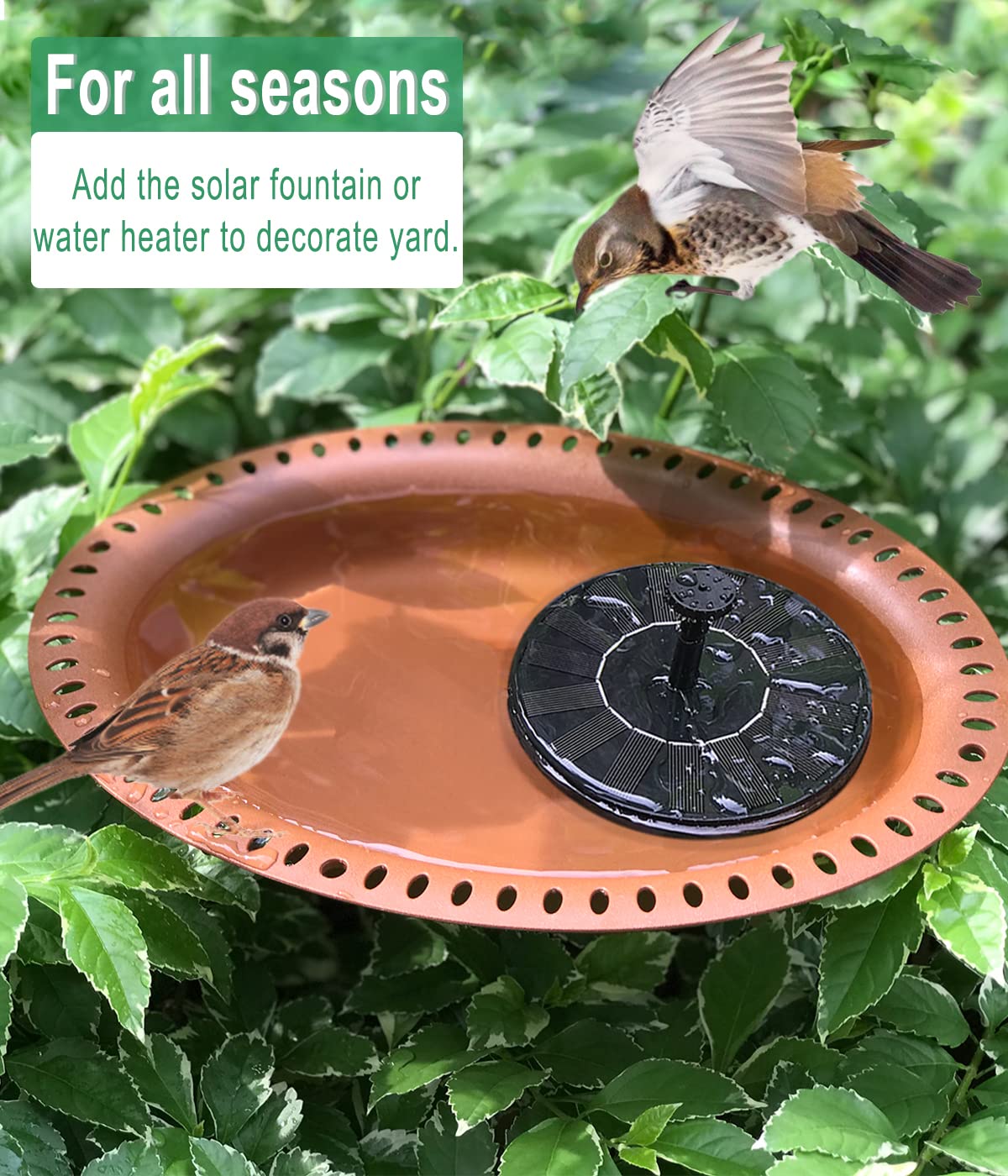 Eazielife Outdoor Bird Bath Lightweight Garden Birdbaths Freestanding Supports Antique Birdfeeder Bowl with Metal Stake Base, 28 Inches Tall, Oval Brown (1 Pack)