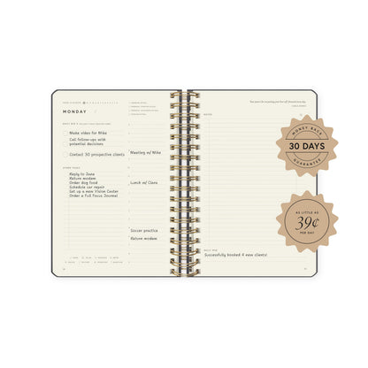 Full Focus Leather Coil Planner by Michael Hyatt - The #1 Daily Planner to Set Annual Goals, Increase Focus, Eliminate Overwhelm, and Achieve Your Biggest Goals - Hardcover (Gray)
