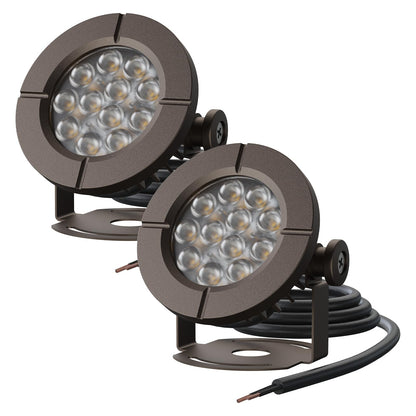 GOODSMANN Pond Lights Low Voltage Outdoor Landscape Spotlight LED Underwater Submersible Lights 2PK 6W 580 lumens 3000K IP68 with 14.8FT Cable and Connector Aluminum Housing Bronze Finish