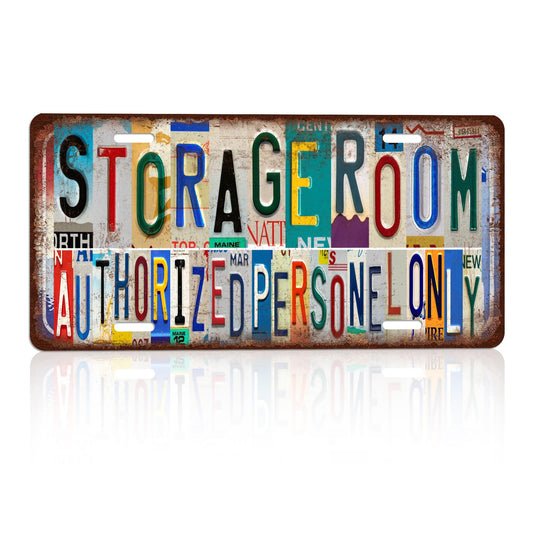 CHCdecor Vintage Wall Decor Storage Room Authorized Personnel Only License Plate Metal Sign Tin Signs for Storage Area 12x6 Inch