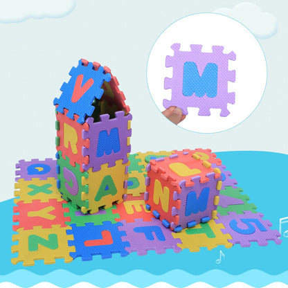 Foam Mat Floor Tiles, Kids Puzzle Exercise Play Mat Children Foam Padding Cushioned Rug Flooring Gym Colorful Mats Interlocking Letters Numbers Toy Toddler Infant Baby Girls Boys Yoga Playrooms 36pcs