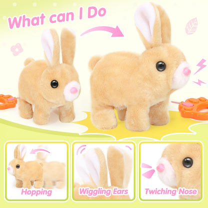 CatchCute Easter Plush Bunny Toys for Kids,Interactive Bunny with Sounds,Can Walk,Wag Tail and Twitch Nose with Remote Control Leash,Easter Eggs with Pull Back Cars,Easter Birthday Gift for Toddlers