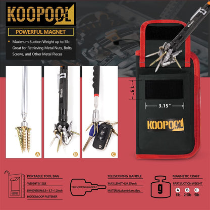 Telescoping Magnetic Pickup Tool Set, Inspection Mirror Telescoping, LED Flashlight, Cool Gadgets for Men, Stocking Stuffers, Gifts for Dad, Husband, Kids, Boyfriend, Magnet Stick (Red)