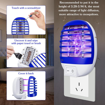 2 Pack Plug in Bug Zapper Indoor Flying Insect Trap, Electronic Mosquito Zapper Gnat Traps with LED Light for Patio, Bedroom, Kitchen, Office