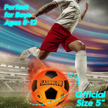 Light Up Soccer Ball Gift For Boys: Glow In The Dark - Toys For Kids & Teens Ages 8-15 - Birthday Christmas Easter Ideas - Outdoor Sports Activity Night Play - 8 9 10 11 12 13 14 15 Years Old Teenager