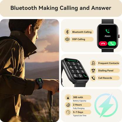 Smart Watch for Women Men, Smartwatch for iPhone & Android Bluetooth (Answer/Call) Built-in Alexa, 1.91" HD Fitness Tracker with 105+ Sport Modes, IP68 Waterproof, Sleep/Heart Rate/SpO2/Stress Monitor