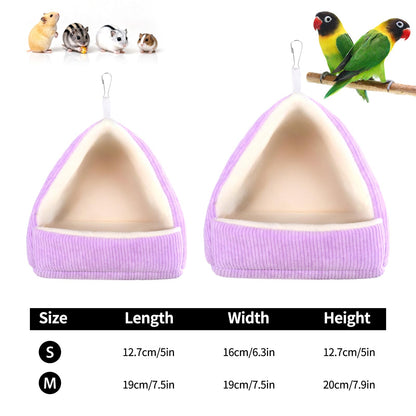 Hoopttay Bird Bed for Cage Winter Warm Bird Bed with Soft Plush Hanging Hammock & Hut Tent, Hideaway Sleeping Nest for Budgies, Parakeets, Cockatiels (Purple, M)