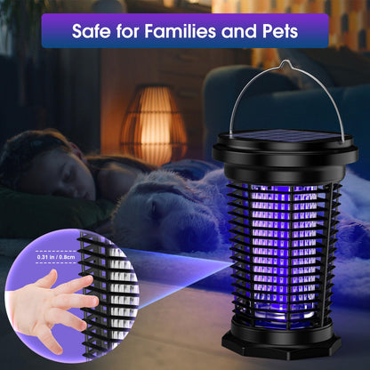 Solar Bug Zapper Outdoor & Indoor with 1.5W+4.5W Dual Solar Panel 2026, USB Rechargeable Electric Mosquito Zapper for Flies Gnats Moths, Fly Trap for Home, Patio, Backyard, Camping, Garden