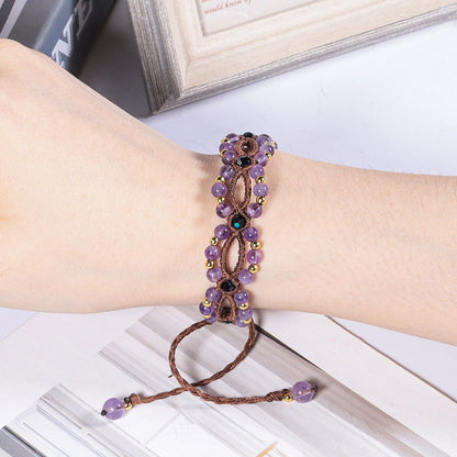 TUMBEELLUWA Handmade Boho Braided Bracelets Healing Crystal Layered Beaded Bracelet Chakra Jewelry Gifts for Women, Amethyst