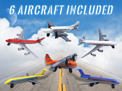 Crelloci Toy Airplane 6 Pack Mini Diecast Aircraft, Playset Includes Glider and Airlines Planes for Birthday Party Favor Toys for Kids Boys and Girls