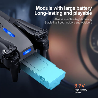ikaufen E88 Drone with Built-in screen control, Camera for Adults RC Drone With 720P HD Dual Camera WiFi FPV Foldable Quadcopter Aircraft +1 Battery (E88 Dual camera Black)