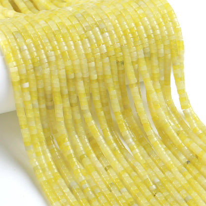 150pcs 2x4mm Natural Lemon Jades Stone Tube Shape Beads Loose Flat Round Cylinder Flat Spacer Green Stone Beads for Bracelet Earrings Jewelry Making
