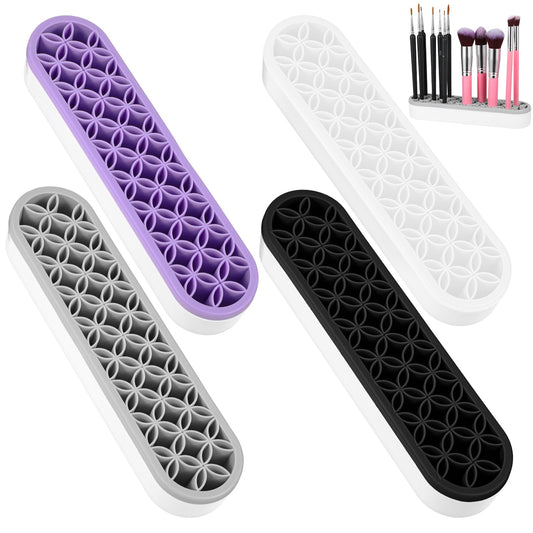 MAQUITA 4 Pcs Silicone Makeup Brush Holder Stand Multipurpose Cosmetic Travel Storage Box Painting Pen Brush Organizer for Brush, Eyeliner Pencil Art (Multicolored)