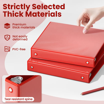 SUNEE 1 Inch Binders 3 Ring 6 Pack, Clear View Three Ring Binders PVC-Free (Fit 8.5x11 Inches) for School Binder or Office Binder Supplies, Classic 6 Colors