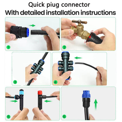 Quick-Connect Automatic Drip Irrigation System Kit – 230FT Garden Watering Kit with Adjustable Nozzles & Sprinklers for Greenhouse, Lawn, and Potted Plants Watering System