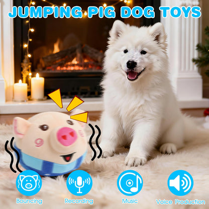 methill Interactive Dog Toys, 2026 New Active Moving Pet Plush Toy, Rechargeable Squeaky Dog Ball Toy with Talking Sound, Washable Bouncing Piggy Toy for Dogs Puppies (Red)