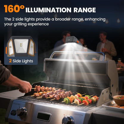Grill Light for Blackstone Griddle & Weber Grill, Goldusk Rechargeable BBQ Lights with 160° Beam Automatic On/Off 2-Level Brightness Grilling Accessories for Outdoor Grill Gifts for Men Dad Husband