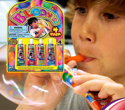 JA-RU B'loonies Plastic Balloons Variety 4 (96 Tubes in 24 Packs) Original Bloonies Bubble Making Toy Classic Retro Toys for Kids & Adults Fidget Toy Party Favor for Kids Birthday. 771-24s