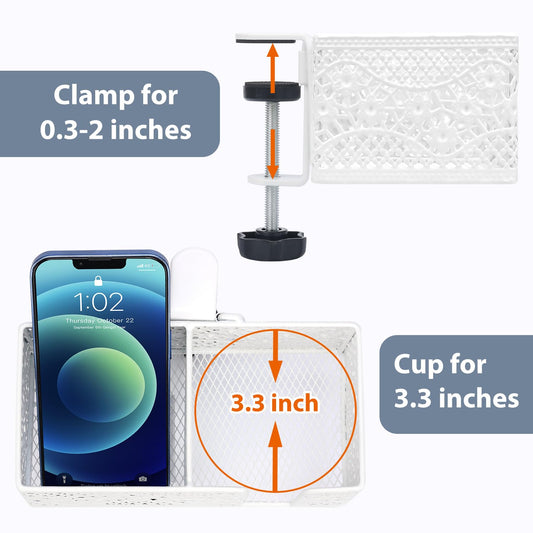Aurynns Desk Organizer Clip on Desk Cup Holder Pencil Holder for Desk Storage Beverages Phone Holder Desk Organizer and Accessories Office School Home
