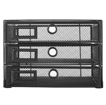 Annova Desk Organizer Wire Mesh 3 Tier Sliding Drawers Paper Sorter/Multifunctional/Premium Solid Construction for Letters, Documents, Mail, Files, Paper, Kids' Art Supplies (Black)