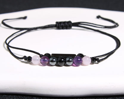 QqzsJewls Empath Protection Bracelets for Women Men, Energy Protection Gifts, Natural Healing Crystal Beads Bracelets, Tourmaline Obsidian Rose Quartz Amethyst Anxiety Relief Jewelry for Her Him