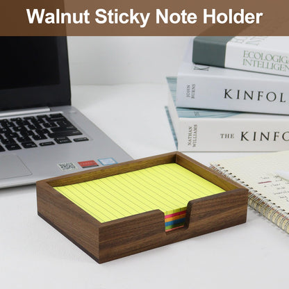 MultiBey Walnut Wood Sticky Note Holder, 4x6 Inch Self-Stick Note Pad Holder Dispenser, Sticky Note Dispenser Memo Holder Case for Office Desk Accessories School Supplies (Walnut)