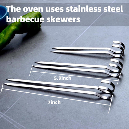 40PCS Kabob Skewers Flat Metal BBQ Barbecue Skewer 7" short Stainless Steel Shish Kebob Sticks Wide Reusable Grilling Skewers Set for Meat Shrimp Vegetable, Set of 40 with box (5.9inch)
