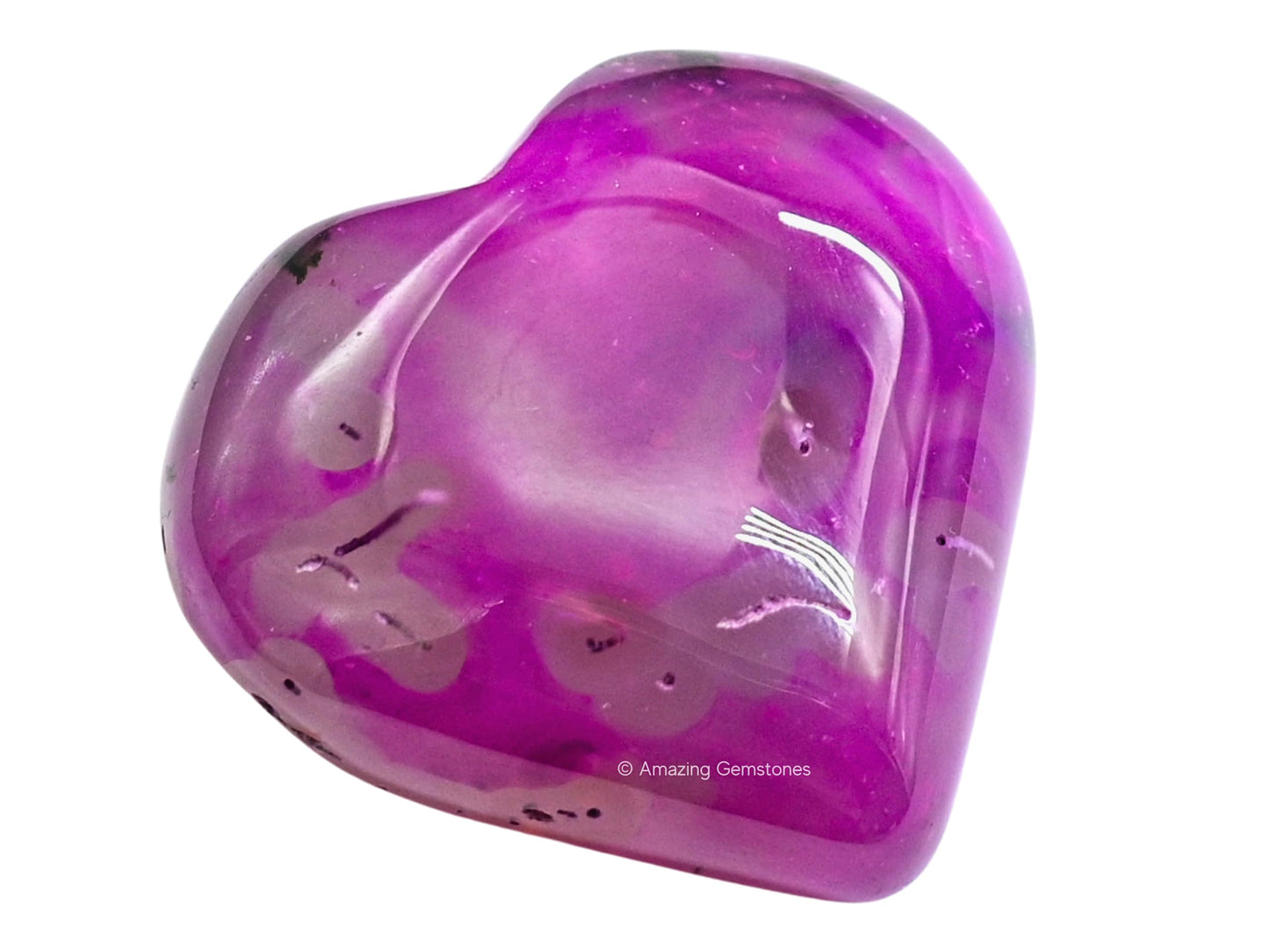 Amazing Gemstone Pink Onyx Agate Crystal Heart Palm Stone - Pocket Massage Worry Stone for Natural Body Chakra Balancing, Reiki Healing and Crystal Grid