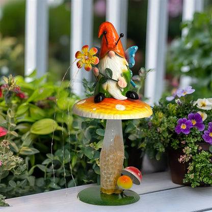 HONGLAND Solar Garden Gnome Figurine, Waterproof Outdoor Mushroom Decor with Solar Outdoor Lights for Yard, Patio, Lawn Ornaments, Ideal Gifts for Mom Grandma Women, Housewarming Gifts-16.5"