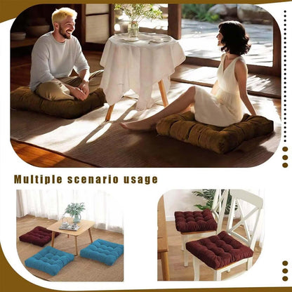 Gfobip Floor Pillows Set Square Chair Cushion Pad Tufted Seat Cushions for Living Room Balconies Office Wine Red 18x18in