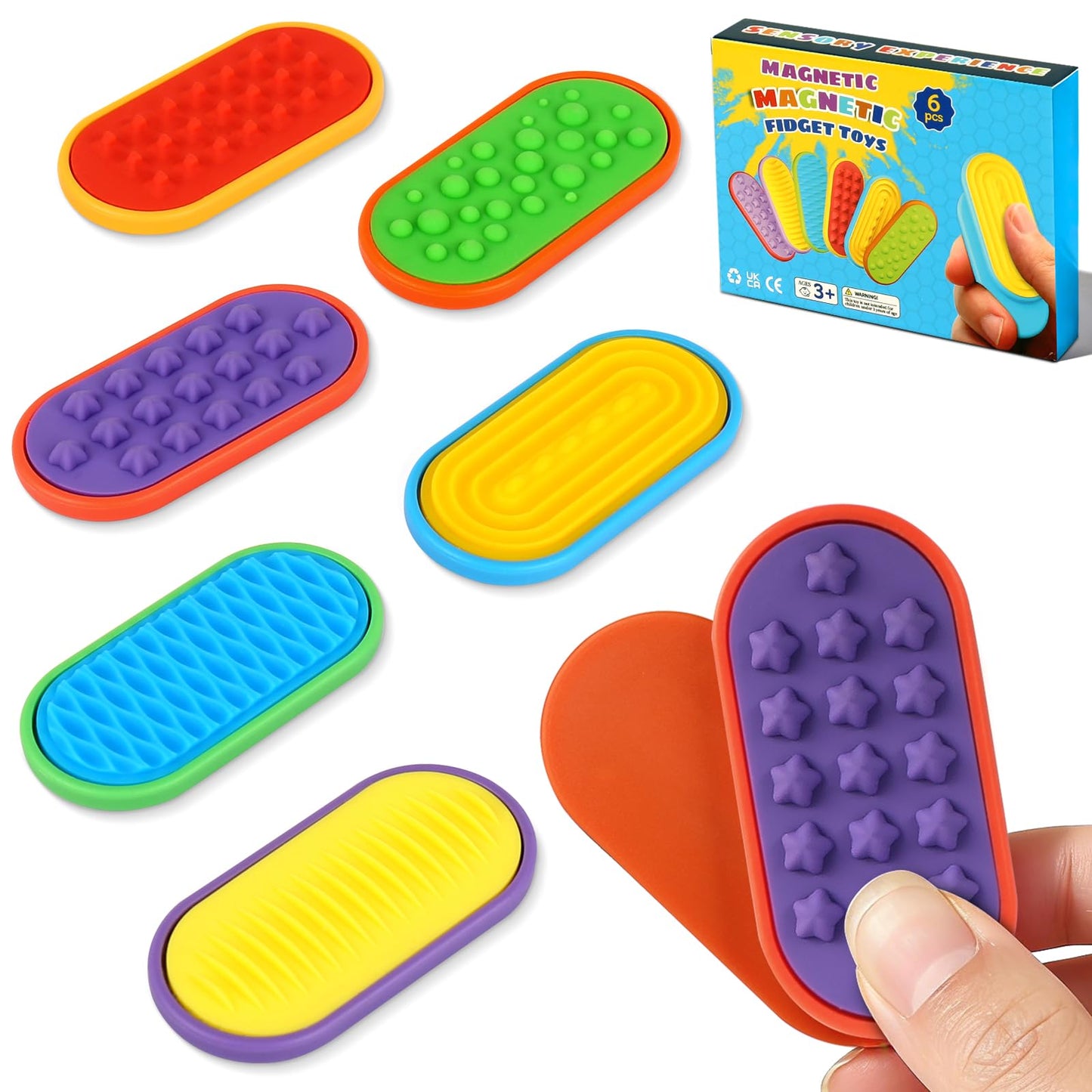 Ziogogco 6PCS Silicone Magnetic Slider Toys，for Adults & Teens, Relieves Stress and Anxiety in Children with Autism. A Must-Have Toy for Office Desk Toy, Stocking Stuffers for Women Men Teen Gift